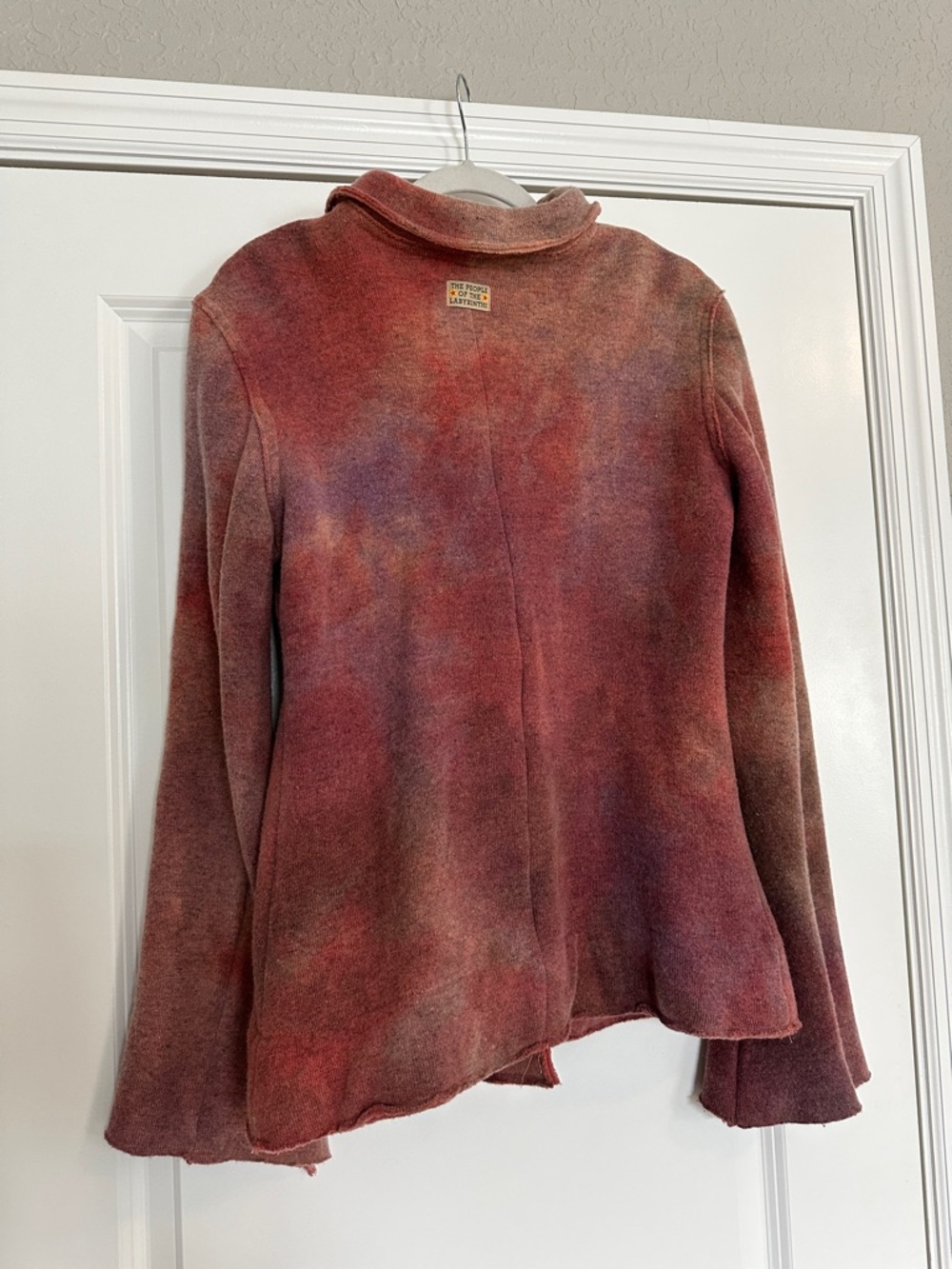 The People Of The Labyrinths wool blend, red and orange mottled-dye jacket - Picture 3 of 15